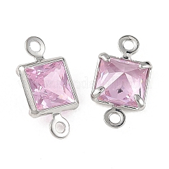 SHEGRACE Brass Pave Cubic Zirconia Square Connector Charms&nbsp;XGRQ2O264-440E-P