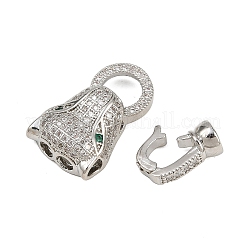 Brass Micro Pave Cubic Zirconia Fold Over Clasps&nbsp;ZIRC-L062-K01-P-1