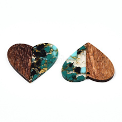 Transparent Resin & Walnut Wood Pendants&nbsp;RESI-TAC0017-73-A02