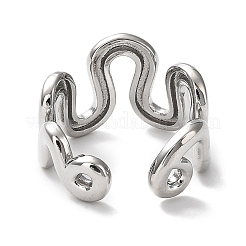 Rack Plating Brass Twist Wave Open Cuff Rings for Women&nbsp;RJEW-Q777-07P
