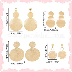 4 Pairs 4 Style Alloy Flat Round Dangle Stud Dangle Earrings for Women&nbsp;EJEW-AN0003-91