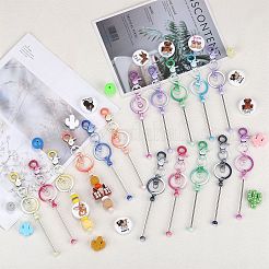 16Pcs 9 Styles Gradient Color Alloy Beadable Bar Keychain for DIY Crafts Jewelry Making&nbsp;KEYC-SZ0001-19