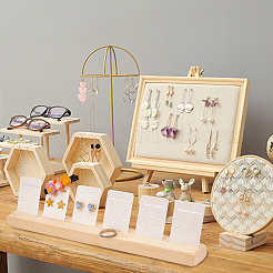 Wooden Jewelry Display Card Stands&nbsp;ODIS-WH0027-045
