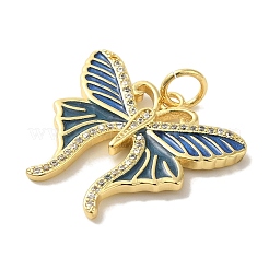 Brass Enamel Micro Pave Cubic Zirconia Pendants&nbsp;KK-Z042-09G-03