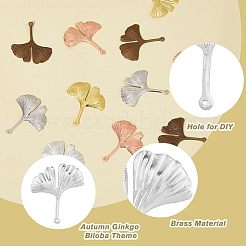 150Pcs 6 Colors Autumn Theme Brass Filigree Pendants&nbsp;KK-FH0002-51