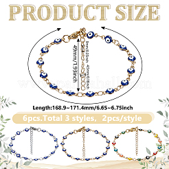 6Pcs 3 Colors Stainless Steel & Enamel Link Bracelets for Women&nbsp;BJEW-GO0001-30