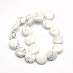 Natural Flat Round Crackle Howlite Beads Strands&nbsp;G-L246-04