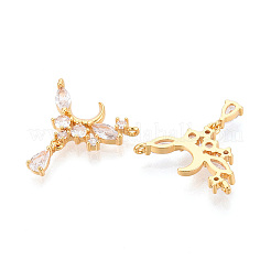 Brass Micro Pave Cubic Zirconia Pendants&nbsp;KK-N263-46G