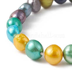 Dyed Natural Pearl Beaded Stretch Bracelet for Kids&nbsp;BJEW-JB09189-01