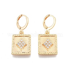Clear Cubic Zirconia Rectangle Dangle Leverback Earrings&nbsp;EJEW-N012-98