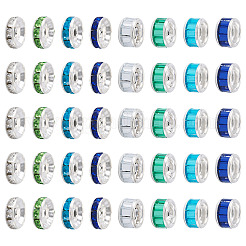 40Pcs 8 Styles Alloy Glass & Iron Rhinestone Spacer Beads&nbsp;FIND-TA0008-70B