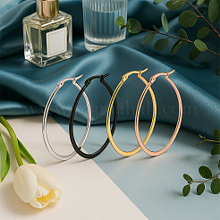 4 Pairs 4 Colors Stainless Steel Hoop Earrings&nbsp;EJEW-GO0003-13