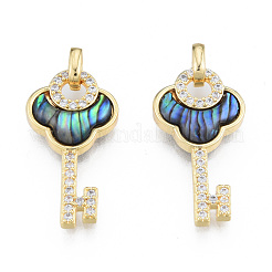 Brass Micro Pave Clear Cubic Zirconia Pendants&nbsp;KK-N233-420