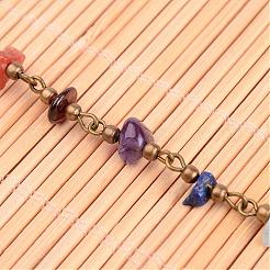 Chakra Handmade Gemstone Chip Beads Brass Chains for Necklaces or Bracelets Making&nbsp;AJEW-JB00215-01