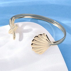 Brass Open Cuff Bangles for Women&nbsp;BJEW-R024-01G