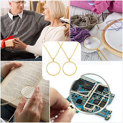2Pcs Flat Round 5X Magnifying Glass Pendant Necklaces&nbsp;NJEW-SP0001-03G