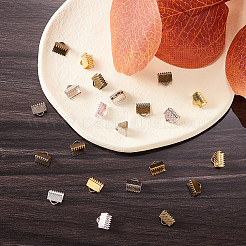 160Pcs 4 Colors Iron Ribbon Crimp Ends&nbsp;IFIN-CJ0001-48