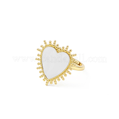 Adjustable Enamel Heart Signet Ring&nbsp;RJEW-K240-01G