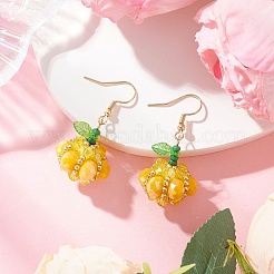 304 Stainless Steel Pumpkin Dangle Earrings&nbsp;EJEW-MZ00514