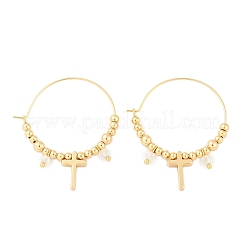 Brass Glass Hoop Earrings&nbsp;EJEW-U040-03G
