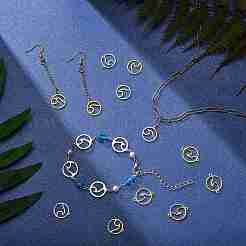 DIY Flat Round with Wave Making Findings Kits&nbsp;STAS-SZ0002-59