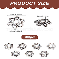 300Pcs 6-Petal Tibetan Style Alloy Hollow Flower Bead Caps&nbsp;FIND-LP0003-14
