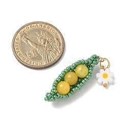 Glass Seed Beaded Pea with Flower Pendants&nbsp;PALLOY-MZ00923