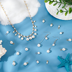 90Pcs 6 Styles Shell Pearl Round Charms with Brass Jump Rings&nbsp;PALLOY-PH01817