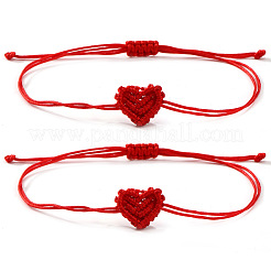 Handmade Minimalist Woven Heart Friendship Adjustable Polyester Cord Bracelets for Unisex&nbsp;LU3037