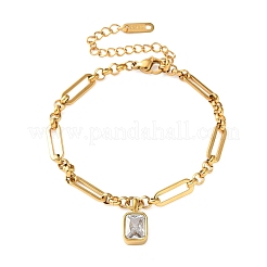 304 Stainless Steel Cubic Zirconia Charm Bracelets&nbsp;SA-CBA8C9C-06A-G