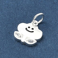 925 Sterling Silver Pave Clear Cubic Zirconia Smiling Face Cloud Flower Charms&nbsp;STER-A051-03S