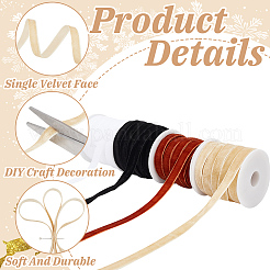40 Yards 4 Colors Single Face Velvet Ribbon with 4Pcs Plastic Empty Spools&nbsp;SRIB-HY0001-09A