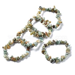 Unisex Chip Natural Flower Amazonite Beaded Stretch Bracelets&nbsp;BJEW-S143-26