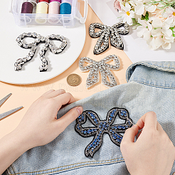 4Pcs 4 Styles Bowknot Glass Rhinestone Beading Flower Applqiues&nbsp;PATC-GO0001-11