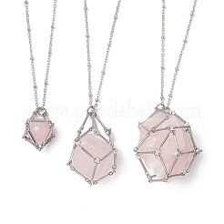 Non-Tarnish 3Pcs 3 Sizes Stainless Steel Braided Chain Macrame Pouch Empty Stone Holder Pendant Necklace Making&nbsp;NJEW-JN04957-02
