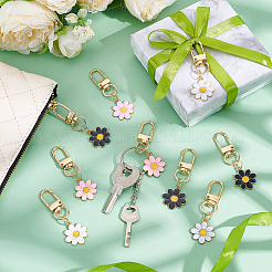 60Pcs 3 Colors Zinc Alloy Enamel Flower Pendant Decorations&nbsp;HJEW-TW0001-01