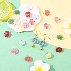 24Pcs 8 Colors Lotus Flower Transparent Glass Connector Charms&nbsp;PALLOY-YW00110