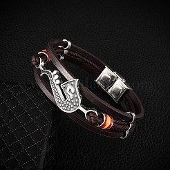 Imtation Leather Cords Triple Layer Multi-strand Bracelets&nbsp;PW-WG36435-01