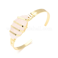 Natural Rose Quartz Horse Eye Beaded Cuff Bangle&nbsp;G-D458-01G-02-RS