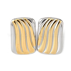 Rectangle 304 Stainless Steel Two Tone Stud Earrings&nbsp;EJEW-D308-10B-PG