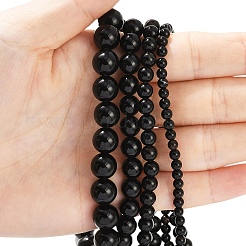 1 Strand Natural Black Onyx Beads Strands&nbsp;G-YW0002-57A