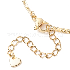Brass Curb Chain & Paperclip Chain Anklets with 201 Stainless Steel End Chain Heart Charms&nbsp;AJEW-AN00762
