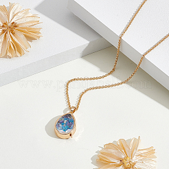 1Pc Brass Clear Glass Teardrop Locket Pendant Necklaces&nbsp;NJEW-NB0001-34