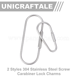 4Pcs 2 Styles 304 Stainless Steel Screw Carabiner Lock Charms&nbsp;STAS-UN0059-93
