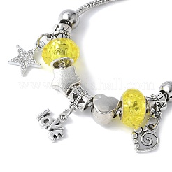 3Pcs 3 Colors Brass European Beads Charm Bracelet Sets&nbsp;BJEW-JB11586