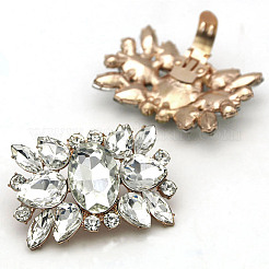 Alloy Glass Detachable Shoe Buckle Clips&nbsp;FIND-WH0423-73RG-01