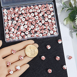 150Pcs Handmade Floral Printed Porcelain Beads&nbsp;PORC-PA0001-10
