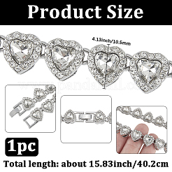 1Pc Heart Zinc Alloy Crystal Rhinestone Cup Chain Tennis Necklaces for Women&nbsp;NJEW-SP0001-06P