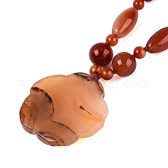 Natural Carnelian Flower Pendant Necklaces&nbsp;NJEW-N064-08E