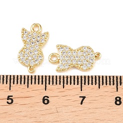 Brass Micro Pave Clear Cubic Zirconia Connector Charms&nbsp;KK-B167-11G